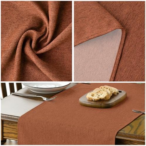 Artoid Mode Rusty Orange Table Runner, Seasonal Fall Thanksgiving Washable Kitchen Dining Table Decoration for Home Party Decor 13x72 Inch