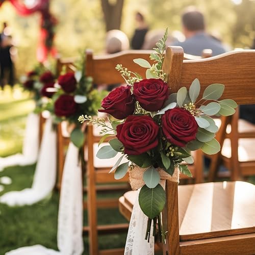 Auihiay 104PCS Burgundy Roses, Faux Roses, Artificial Flowers Roses
