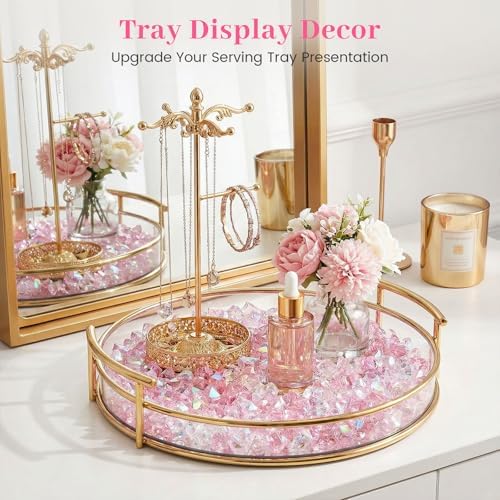 DOMESTAR 150 PCS Iridescent Fake Ice Rocks, Pink and Clear Acrylic Crystals