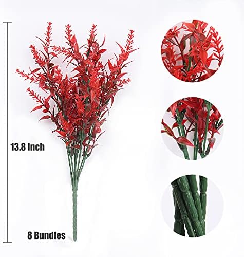 RECUTMS Artificial Outdoor Flowers,Faux Fall Plant Plastic Lavender Bouquet