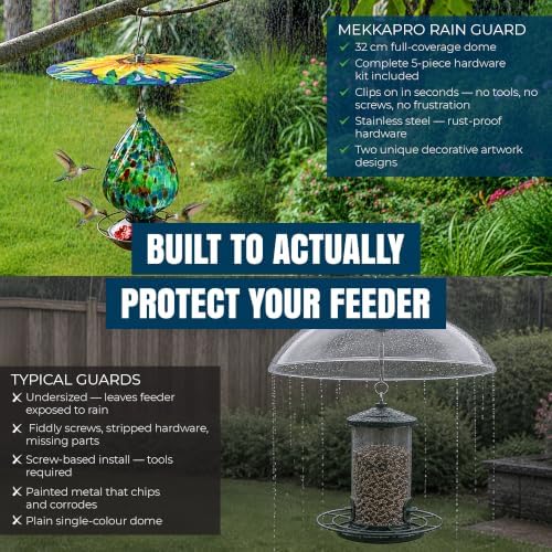 MEKKAPRO Bird Feeder Baffle & Rain Guard, 32cm Weatherproof, Yellow