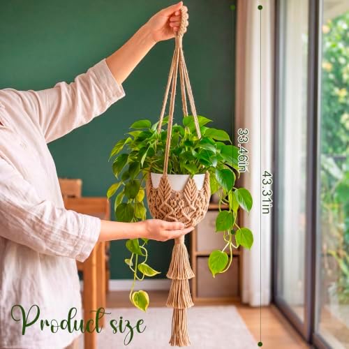 Shappy 1 Pack Boho Macrame Plant Hanger for Indoor