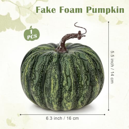 6.3in Green Artificial Pumpkin Lifelike Fake Foam Craft Pumpkins