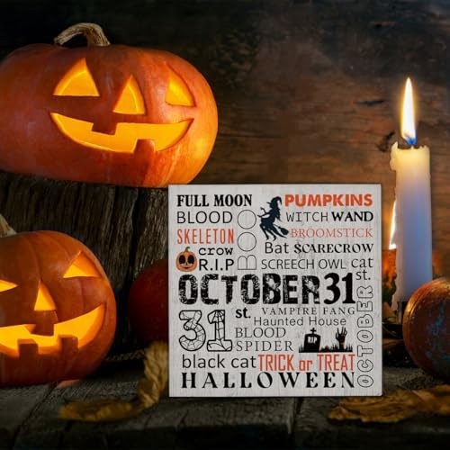 Halloween Decorations, October 31 Wooden Sign Decor Desk Sign