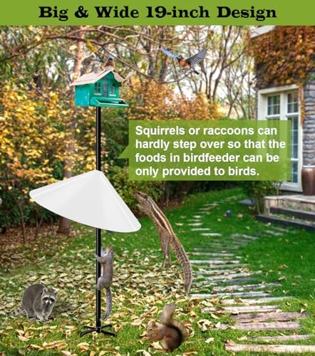 19 Inch Wide Squirrel Baffle for Bird Feeder Pole, Outside Pole Mount Stopper & Bird House Guard for Outdoor Shepherd’s Hook, Semi-Transparent, 1 Pack
