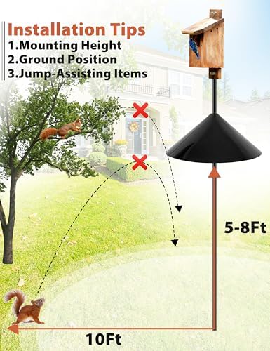 Squirrel Baffle,19-Inch Squirrel Baffle for Bird Feeder Pole,Squirrel-Proofs for Outdoor Shepherd's Hooks，Outside Pole Mount Squirrels Guard(Black 4 Pack