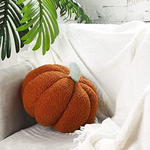 Kajaia 2 Pcs 3D Pumpkin Pillow Fall Decor Cushions,White, Brown
