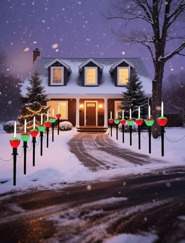 11.5FT Christmas Pathway Lights, 7PK LED Bubble Yard Stake Lights