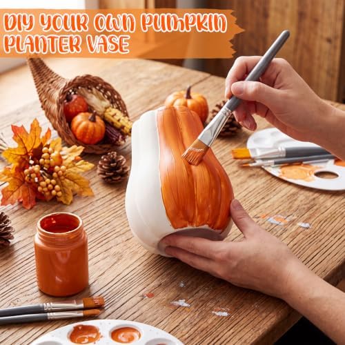 2 Pcs 6" Fall Pumpkin Vase Ceramic White Vase for Table Decor Centerpieces