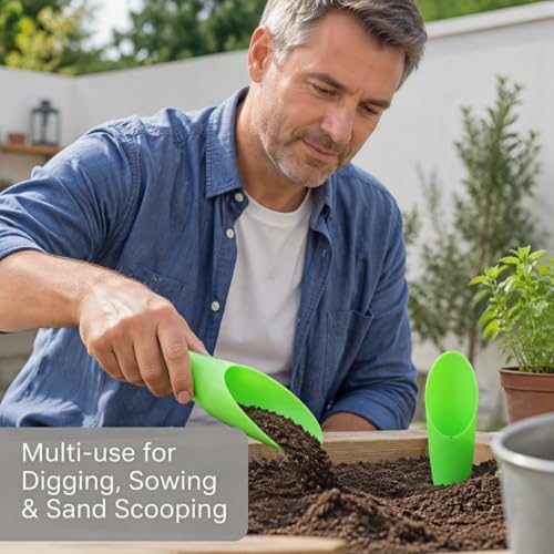 Bonsai Soil Scoops, Plastic Garden Soil Scoops, Garden Potted Plant Maintenance Succulent Planting Tools, Classic Durable, Ergonomic Grip -(1pc Green)