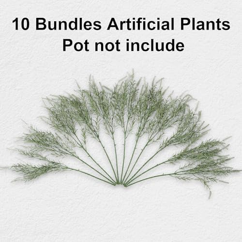 HyeFlora Artificial Outdoor Plants for Spring Summer Decoration,10PCS Fake Greenery Plants Stems Faux Rosemary Bush Grass Sprigs Branches DIY for Festival Home Kitchen Garden Farmhouse Office Decor