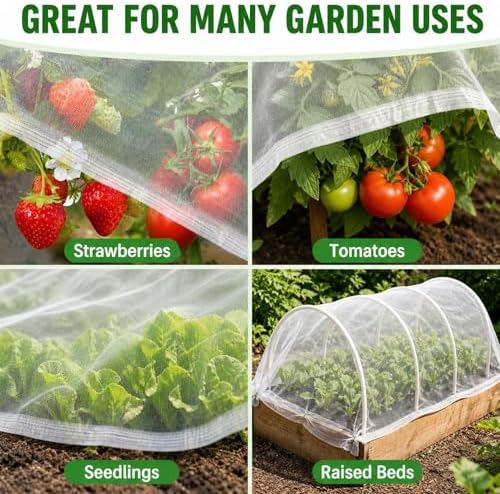 RAINFLOW Garden Netting 10 x 5 FT - 60 Mesh Plant Cover for Raised Beds