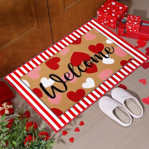 Tinideya 2 23.6 X 35.4 Inches Valentine Heart Red White