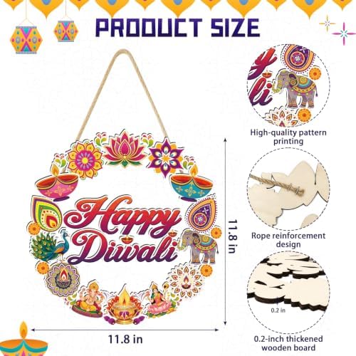 Happy Diwali Decorations Diwali Wreath Hangings Sign for Front Door