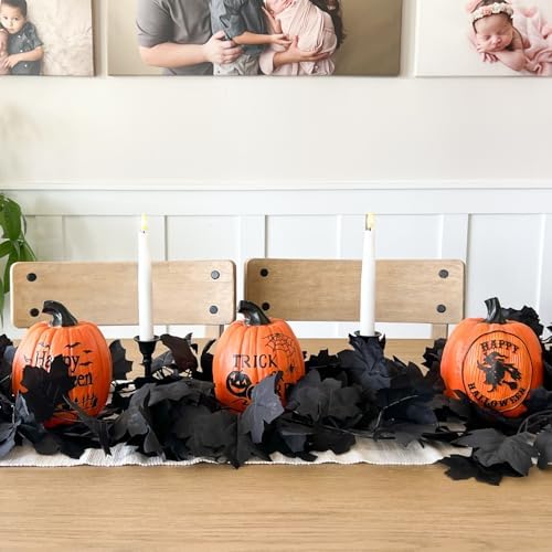 CQURE 10 Pack Black Fall Leaf Garland, Total 59Ft Halloween Garland Hanging Vines Artificial Fall Maple Leaves Thanksgiving Decor for Home Wedding Fireplace Christmas