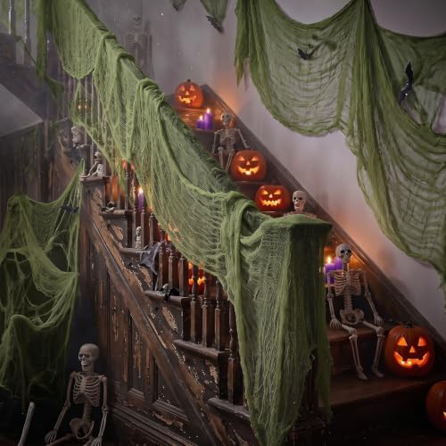 Halloween Creepy Cloth Giant (80 x 400 in.) Scary Gauze Cloth Spooky Halloween Decorations Party Supplies Decor Outdoor Yard Home Wall Haunted House Doorways Patio Garden Green