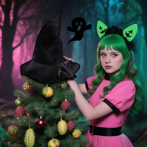 Gejoy Halloween Witch Hat Tree Topper Decorations Halloween Tree Ornaments