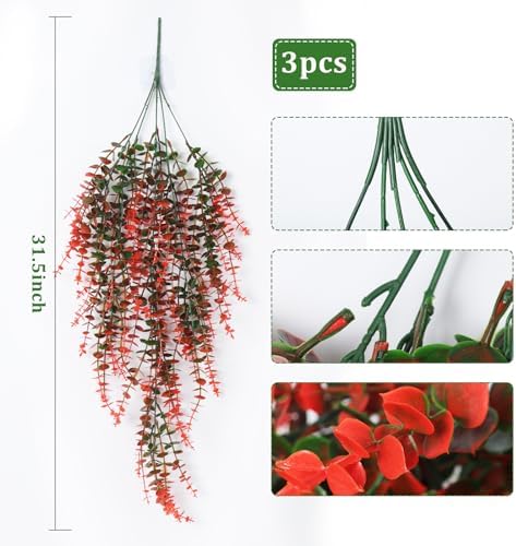 RECUTMS Artificial Monkey Hanging Plants Faux Draping Trailing Greenery 3Pc