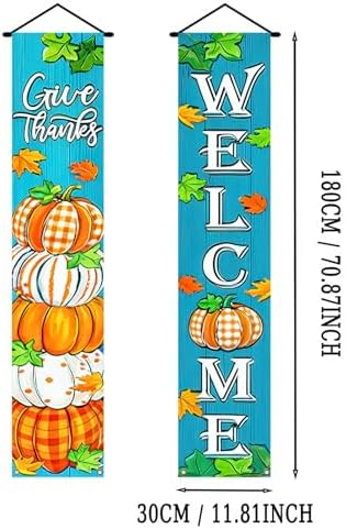 HOMETITUTE Welcome Fall Porch Banner Set 12 x 71 Inch 2 Pack