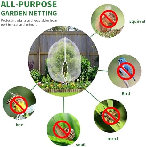 afzdby Large Garden Mesh Netting with Zipper and Drawstring,Plants Cover Protection from Anti Birds,Bugs,Cicadas,and Insects-Pest Barrier Bag for Blueberry Bushes,Tomatoes,Citrus,Fruit Tree