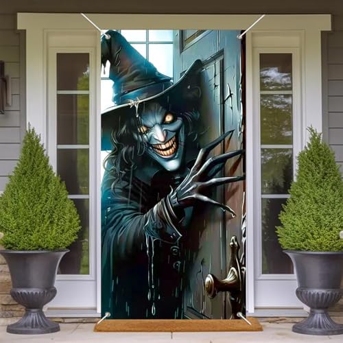BlissYard Halloween Door Cover Creepy Witch 71 x 35 Inch