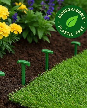 100 ct. Contractor Grade 4-Inch Biodegradable Stakes - Eco-Friendly Sod Staples for Weed Fabric, Landscape Staples &