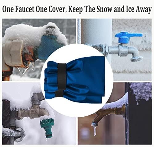 Outdoor Faucet Covers for Winter Freeze Protection, Upgraded Thicken 8.5" H x 6.1" W Outside Garden Faucet Socks for Winter Waterproof Reusable Hose Bibs Insulated Spigot Cover, 2 Pack Blue