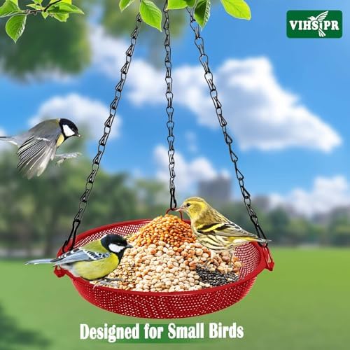 Hanging Platform Bird Feeder, 9 in, Red