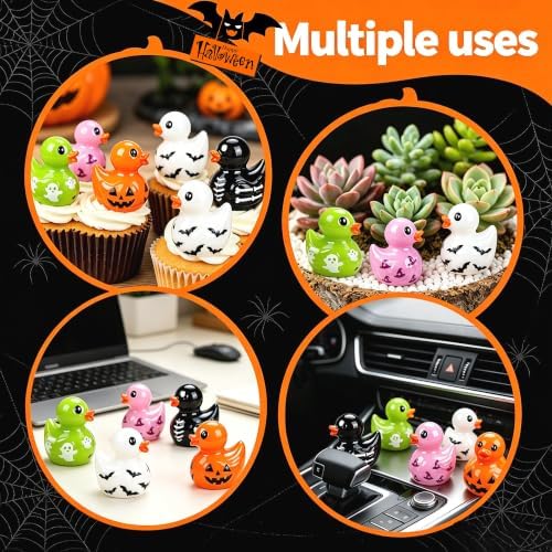 120Pcs Halloween Mini Resin Ducks Miniature Halloween Trinkets