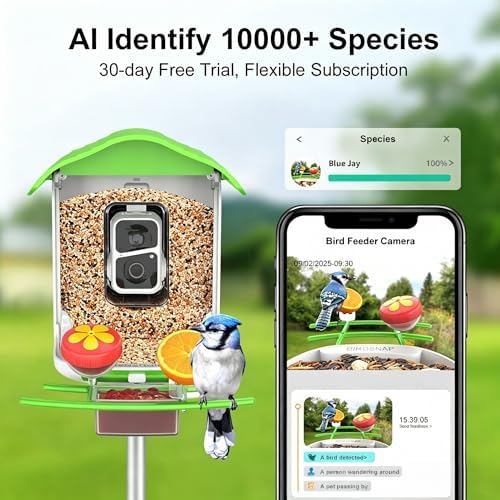birdsnap® PAV Bird Feeder with Camera Solar Powered 2K Live Video 64GB Card