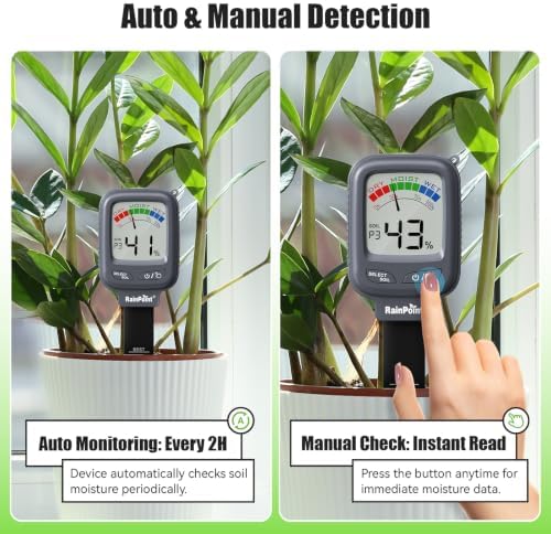 RAINPOINT Large Display Digital Soil Moisture Meter for Houseplants Indoor