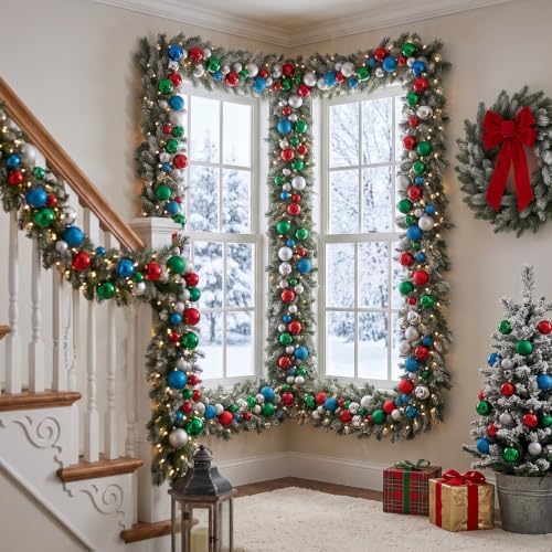 2 Pcs 6 ft Christmas Ball Ornament Garland, Modern