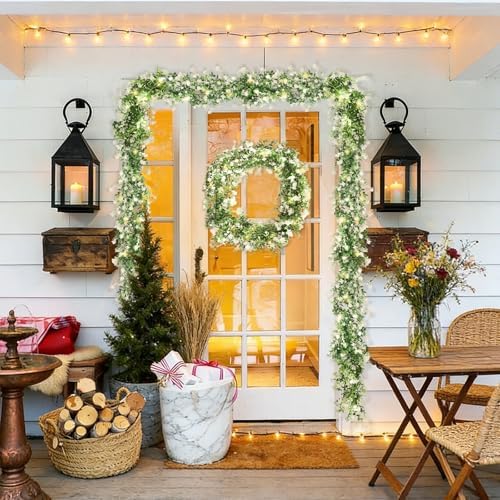 RECUTMS Garlands for Decoration Lighted Artifical Greenery Hanging Vines