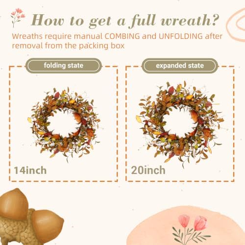 YNYLCHMX 20" Fall Wreath for Front Door, Eucalyptus, Berry and Magnolia