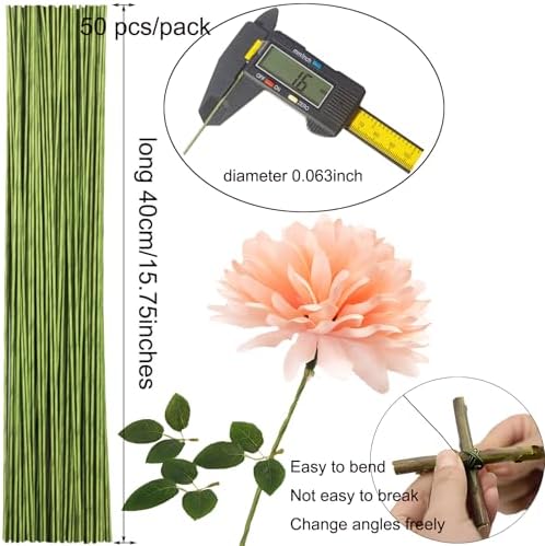 Floral Tape and Wire Arrangement Tools Kit with Wire Cutter - 1 pcs vase, 16 Gauge Paper Bag Flower Stalk and 22 Gauge Binding Iron Rope, Boutonniere Pin, for Bouquet Stem Wrapping and Floral Crafts