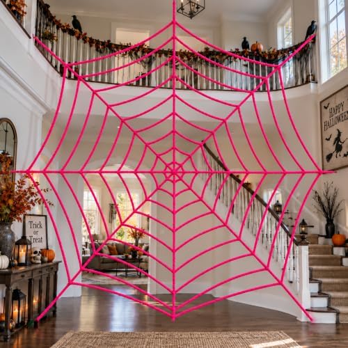 16.4 Ft Halloween Pink Spider Web Decoration, Cute Cobweb Wall Decor