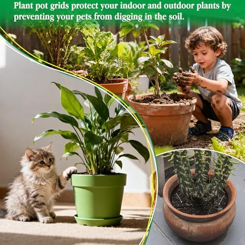 Plant Pot Grids 15.7 Inch Cuttable Soil Cover Protector from Animals