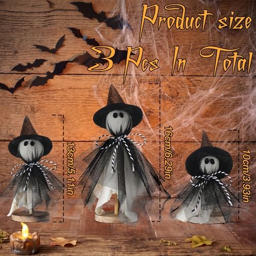 Redbaker 3 Pcs Halloween Decorations Indoor, Primitive Ghost with Witch Hat