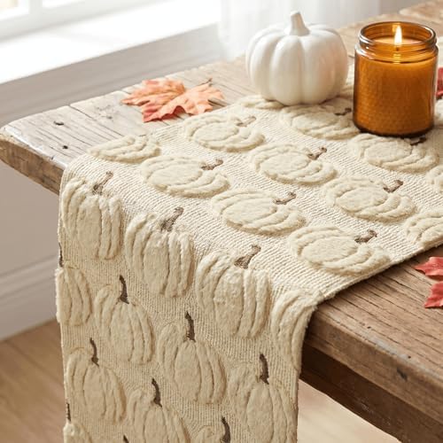 Artoid Mode Beige Soft Faux Fur Fall Table Runner 13x108 Inch