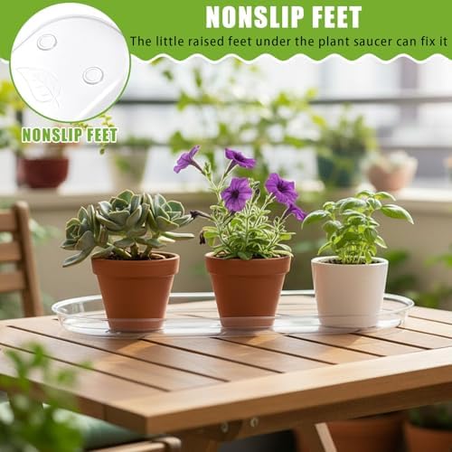 4 Pcs 17.7 x 6.1 Inch Plant Trays, Plastic Saucers for Window Sills, Clear