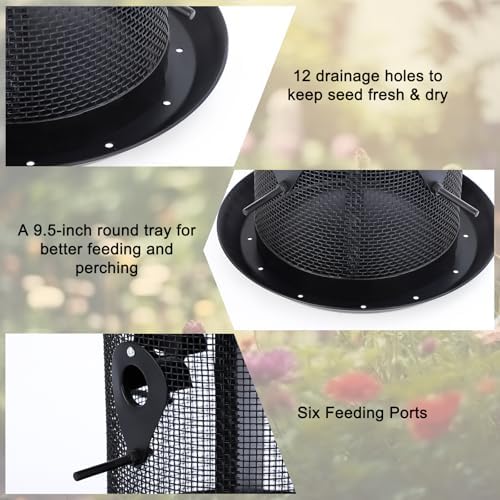 Gtongoko Bird Feeders for Outdoors, All Metal Mesh Tube Bird Feeder