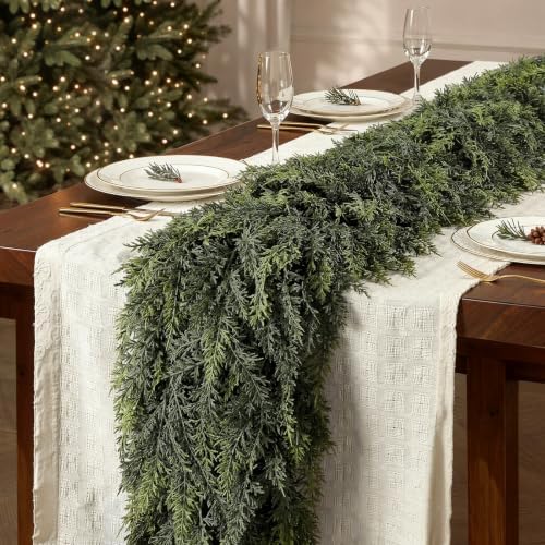 4PCS 9FT Christmas Cedar Garland, Real Touch Soft Greenery Mantel Decor