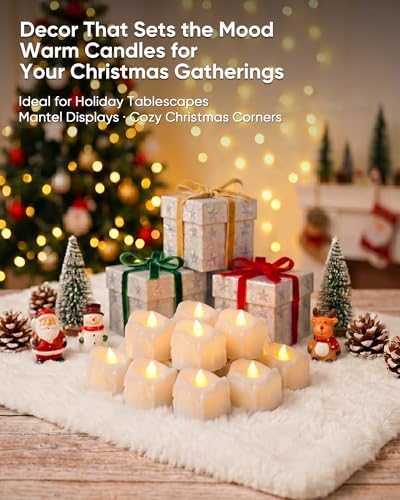 Homemory 24Pack Dripping Flameless LED Tea Lights,1.58"x 1.2",White Body