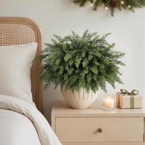 N&T NIETING 16 Pcs Real Touch Christmas Norfolk Pine Stems,18 Inches Artificial Pine Branches Fake Greenery Plants Stem Pine Picks for Vase Filler DIY Garland Wreath Xmas Indoor Outdoor Decorations