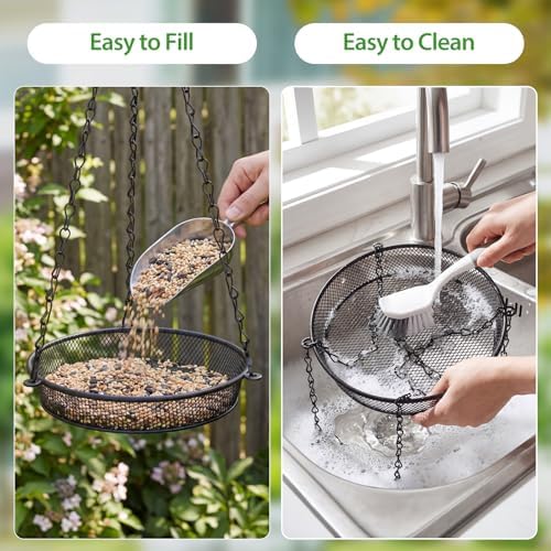 BOLITE Hanging Bird Feeder, Platform Feeders for Outside, Metal Mesh, 2Pack
