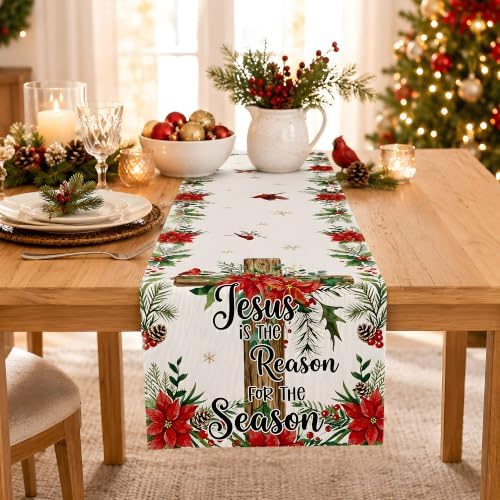 Christmas Decorations - Jesus is The Reason for The Season Table Runner