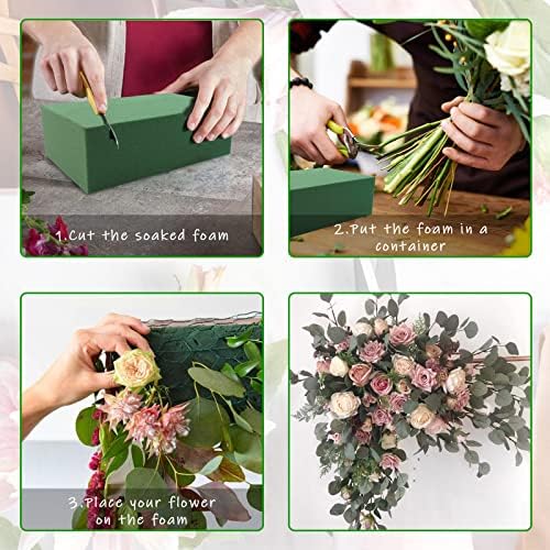 Prashent 8Pcs Floral Foam Blocks,Green Wet Dry Flower Foam Plant Foam for Fresh & Artificial Flower Arrangements DIY Craft 5.5”L X 3.1”W X 1.7”H