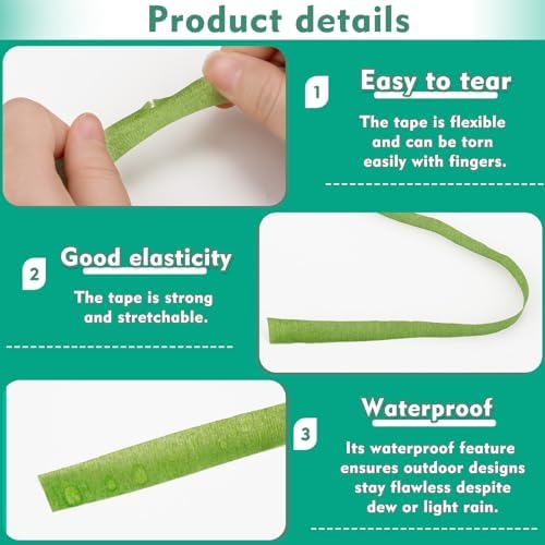 Floral Tape, 1/2inch Light Green Flower Tape for Bouquet Floral