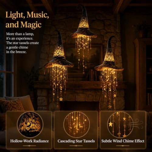 Halloween Witch Hat Hanging Decor Light