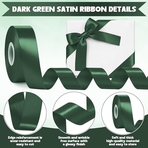 30 Yards 1 in Dark Green Satin Ribbon for Gift Wrapping St. Patrick's Day